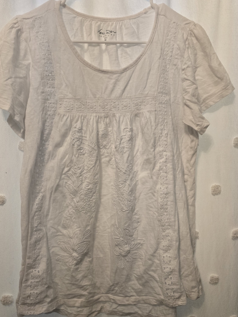 Ivory Embroidered Short Sleeve Tee